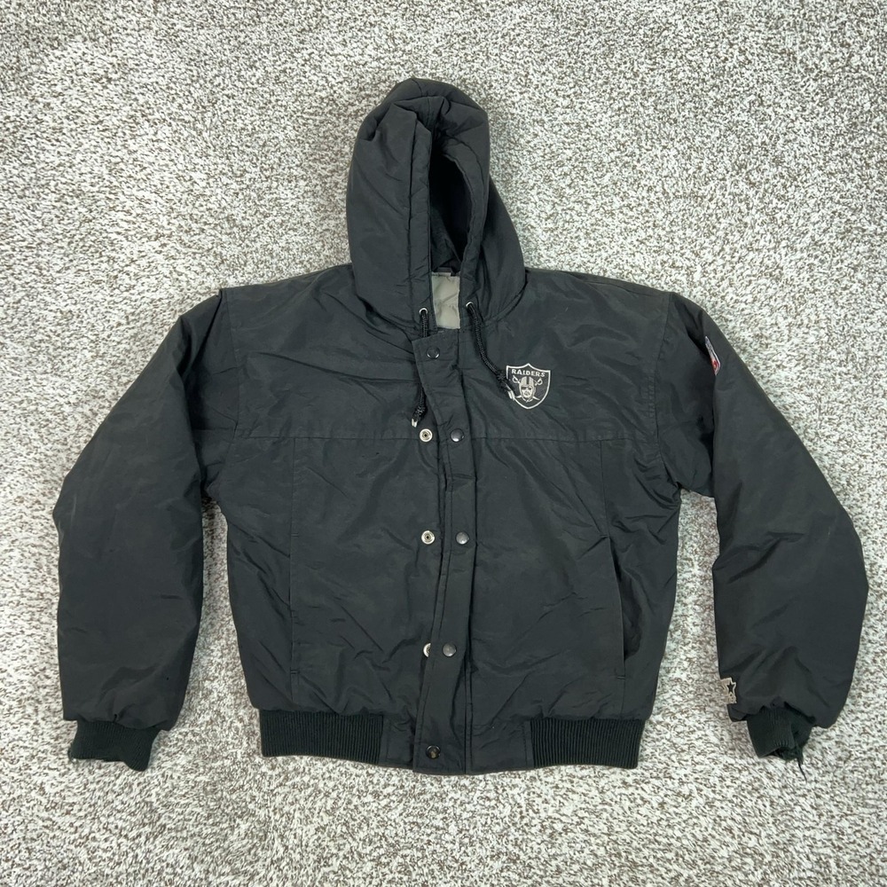 Vintage Oakland Raiders Jacket Boys Large Black NFL Football Starter Coat Kids